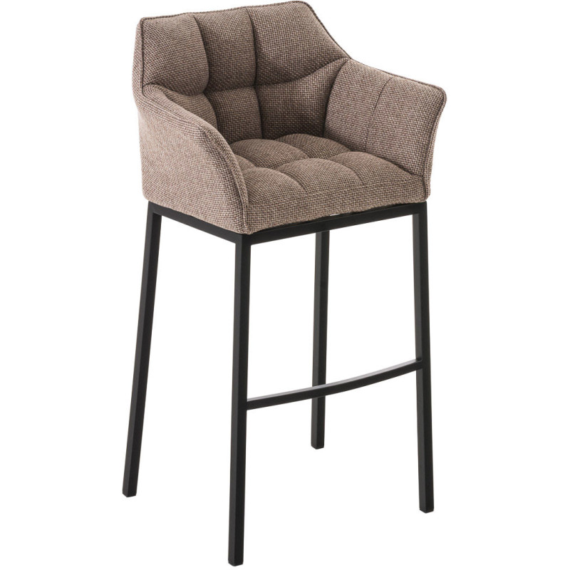 Tabouret de bar Avec accoudoirs Marco en Polyester Chocolat chiné Métal Noir Mat - 1