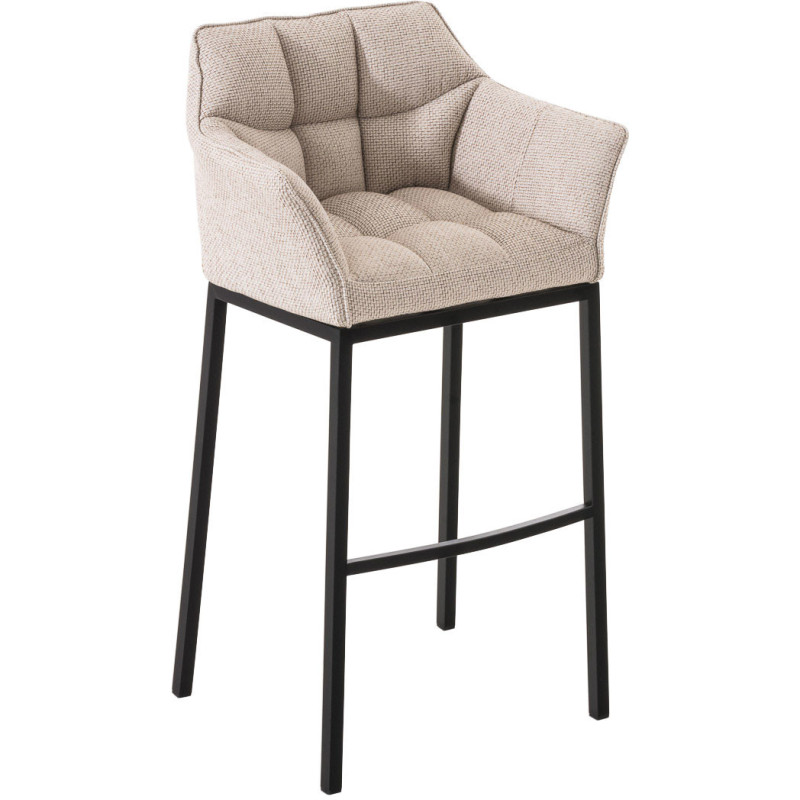 Tabouret de bar Avec accoudoirs Marco en Polyester Beige chiné Métal Noir Mat - 1