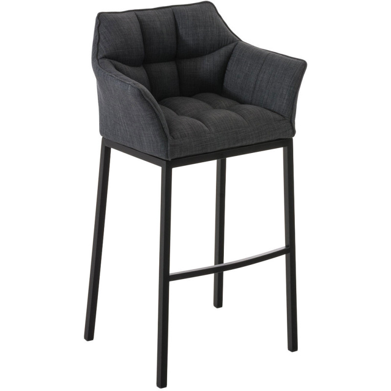 Tabouret de bar Avec accoudoirs Marco en Polyester Gris foncé Métal Noir Mat - 1