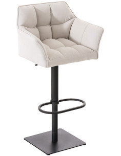 Tabouret de bar design en Tissu Blanc Métal Noir Daryo - 1