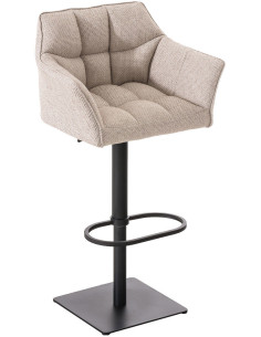 Tabouret de bar design en Tissu Blanc ivoire Métal Noir Daryo - 1