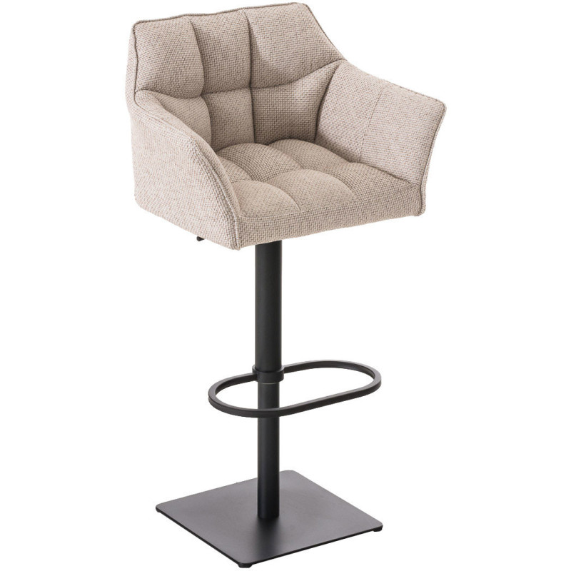 Tabouret de bar design en Tissu Blanc ivoire Métal Noir Daryo - 1