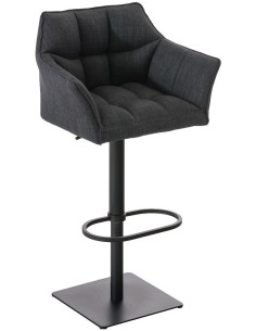 Tabouret de bar design en Tissu Gris foncé Métal Noir Daryo - 1