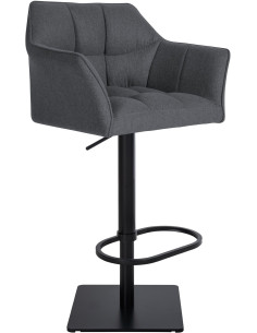 Tabouret de bar Hauteur réglable Marco en Polyester Laine Gris Métal Noir Mat - 1