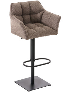 Tabouret de bar design en Tissu Marron chiné Métal Noir Daryo - 1