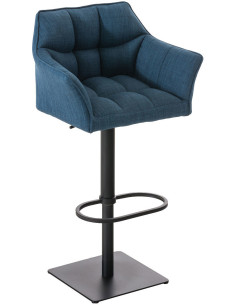 Tabouret de bar design en Tissu Bleu Métal Noir Daryo - 1