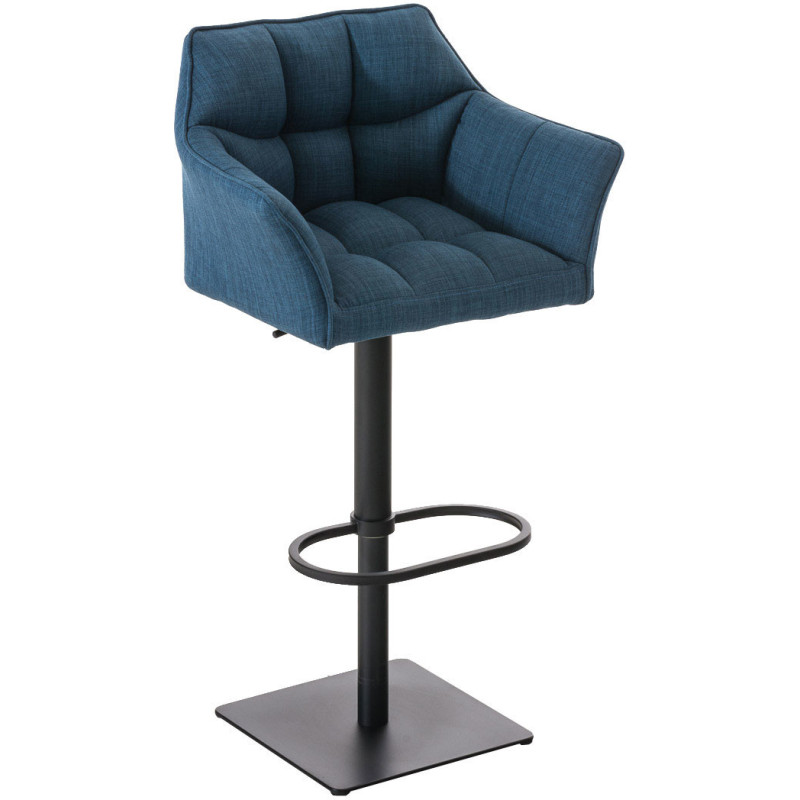 Tabouret de bar design en Tissu Bleu Métal Noir Daryo - 1