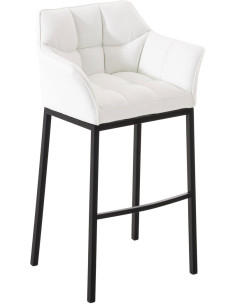 Tabouret de bar moderne en Polyuréthane Blanc Métal Noir Daryo - 1