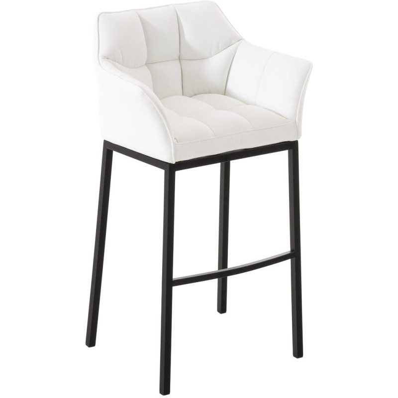 Tabouret de bar moderne en Polyuréthane Blanc Métal Noir Daryo - 1