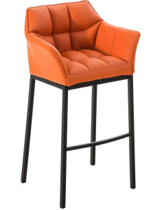 Tabouret de bar moderne en Polyuréthane Orange Métal Noir Daryo - 1