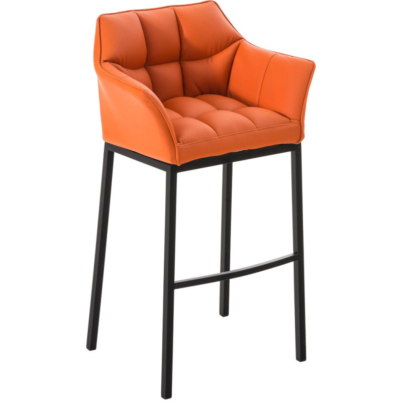 Tabouret de bar moderne en Polyuréthane Orange Métal Noir Daryo - 1
