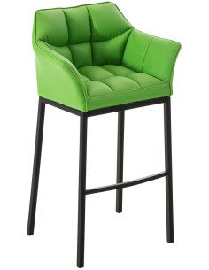 Tabouret de bar moderne en Polyuréthane Vert Métal Noir Daryo  - 1