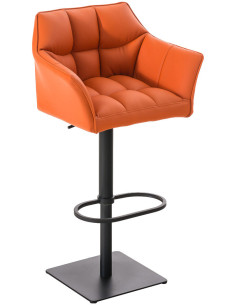 Tabouret de bar design en Polyuréthane Orange Métal Noir Daryo - 1