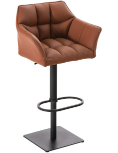 Tabouret de bar design en Polyuréthane Marron clair Métal Noir Daryo - 1