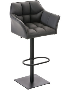 Tabouret de bar design en Polyuréthane Gris foncé Métal Noir Daryo - 1