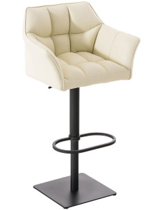 Tabouret de bar design en Polyuréthane Blanc crème Métal Noir Daryo - 1