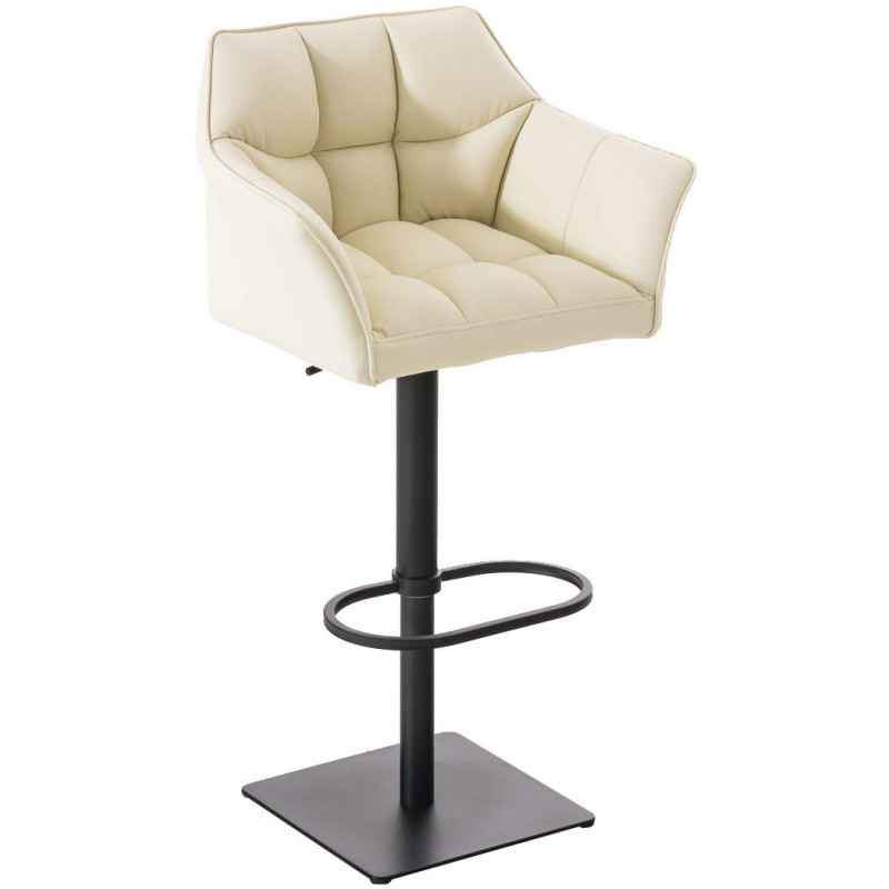 Tabouret de bar design en Polyuréthane Blanc crème Métal Noir Daryo - 1