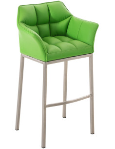 Tabouret de bar moderne en Polyuréthane Vert Métal Argenté Brillant Daryo  - 1