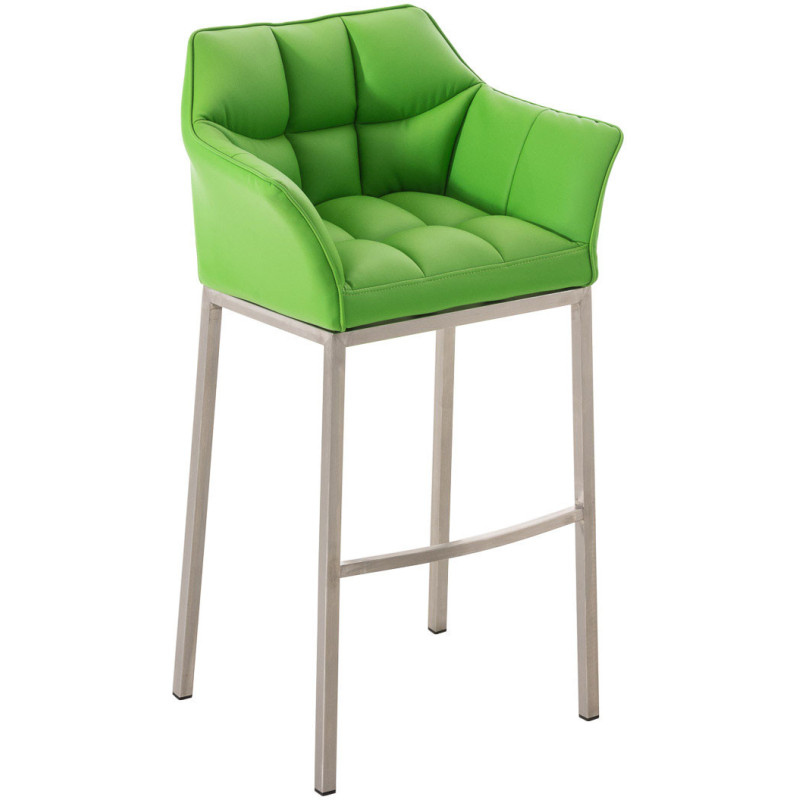 Tabouret de bar moderne en Polyuréthane Vert Métal Argenté Brillant Daryo  - 1