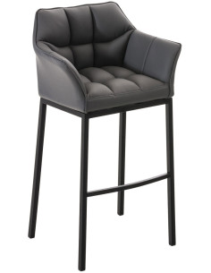 Tabouret de bar moderne en Polyuréthane Gris foncé Métal Noir Daryo - 1