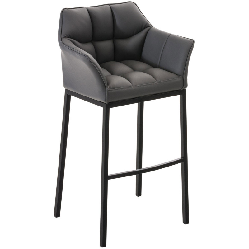 Tabouret de bar moderne en Polyuréthane Gris foncé Métal Noir Daryo - 1