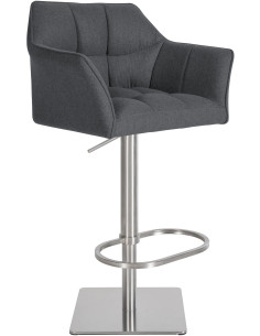 Tabouret de bar Hauteur réglable Marco en Polyester Laine Gris Acier inoxydable Argenté Brossé mat - 1