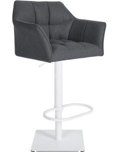 Tabouret de bar Hauteur réglable Marco en Polyester Laine Gris Métal Blanc Mat - 1