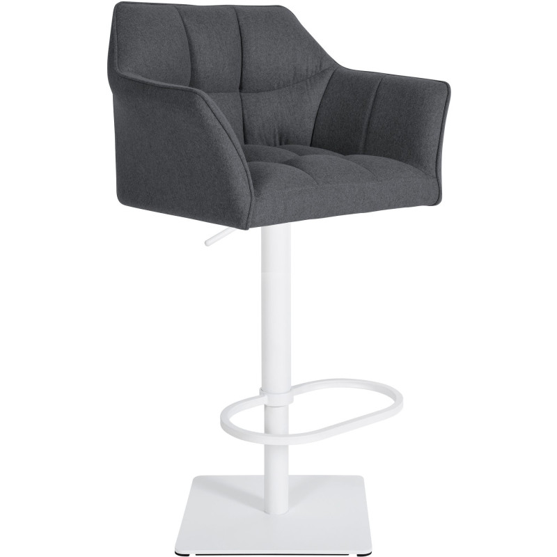 Tabouret de bar Hauteur réglable Marco en Polyester Laine Gris Métal Blanc Mat - 1