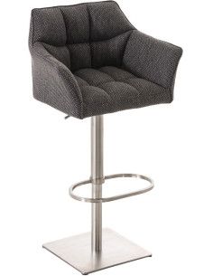 Tabouret de bar Hauteur réglable Marco en Polyester Gris chiné Acier inoxydable Argenté Brossé mat - 1
