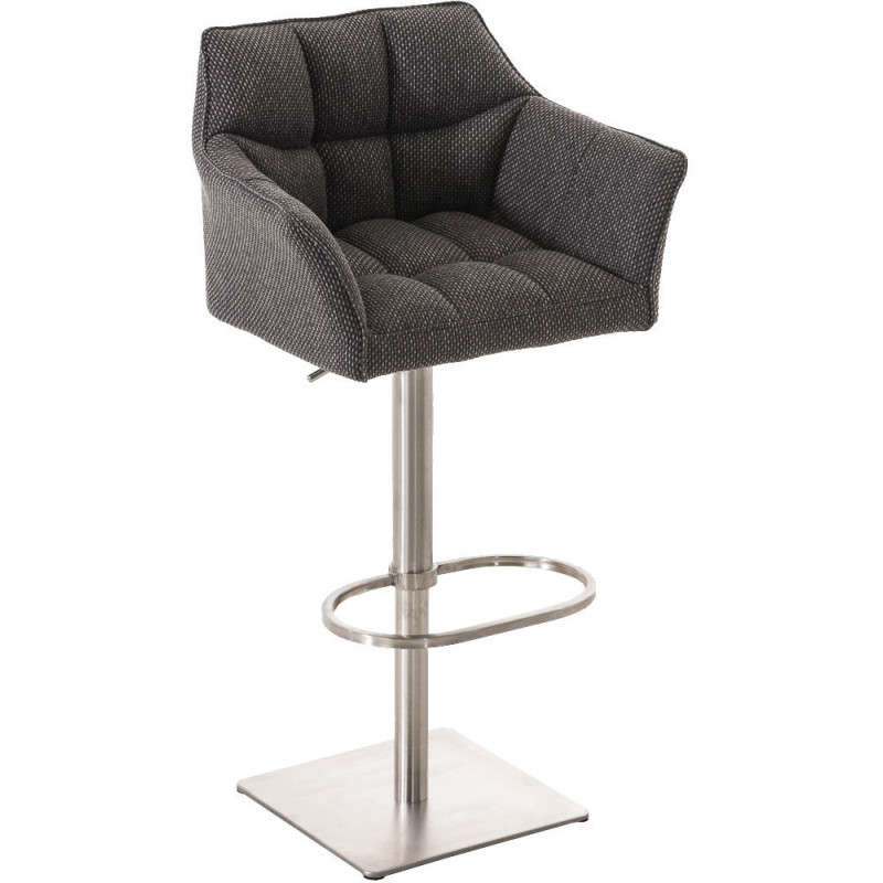 Tabouret de bar Hauteur réglable Marco en Polyester Gris chiné Acier inoxydable Argenté Brossé mat - 1
