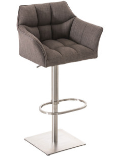 Tabouret de bar Hauteur réglable Marco en Polyester Gris Acier inoxydable Argenté Brossé mat - 1
