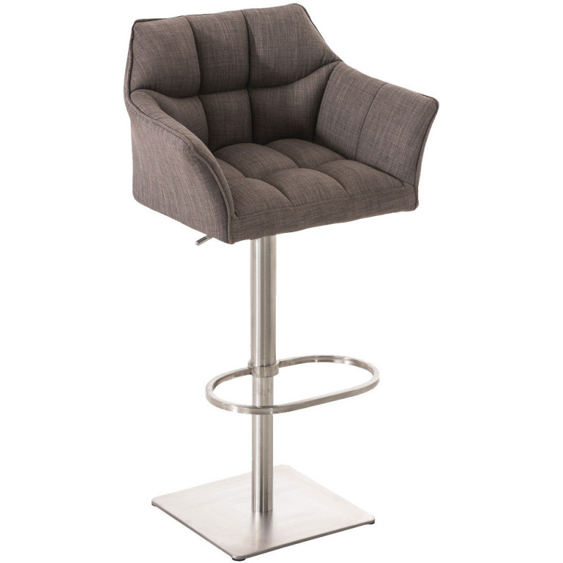 Tabouret de bar Hauteur réglable Marco en Polyester Gris Acier inoxydable Argenté Brossé mat - 1