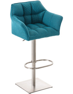 Tabouret de bar Hauteur réglable Marco en Polyester Turquoise chiné Acier inoxydable Argenté Brossé mat - 1