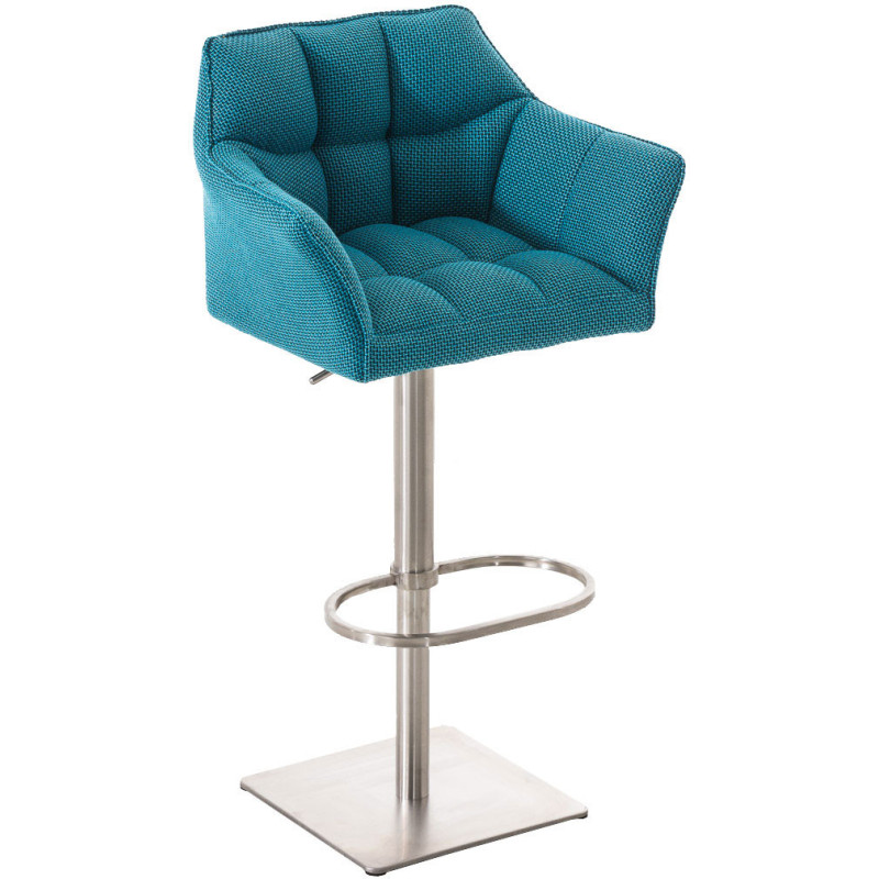 Tabouret de bar Hauteur réglable Marco en Polyester Turquoise chiné Acier inoxydable Argenté Brossé mat - 1