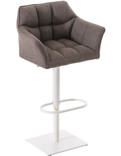 Tabouret de bar Hauteur réglable Marco en Polyester Gris Métal Blanc Mat - 1