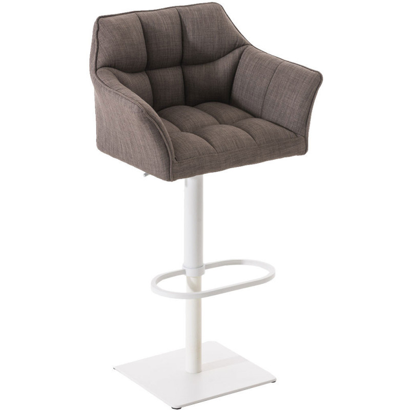 Tabouret de bar Hauteur réglable Marco en Polyester Gris Métal Blanc Mat - 1
