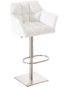 Tabouret de bar design en Polyuréthane Blanc Métal Argenté Brillant Daryo - 1