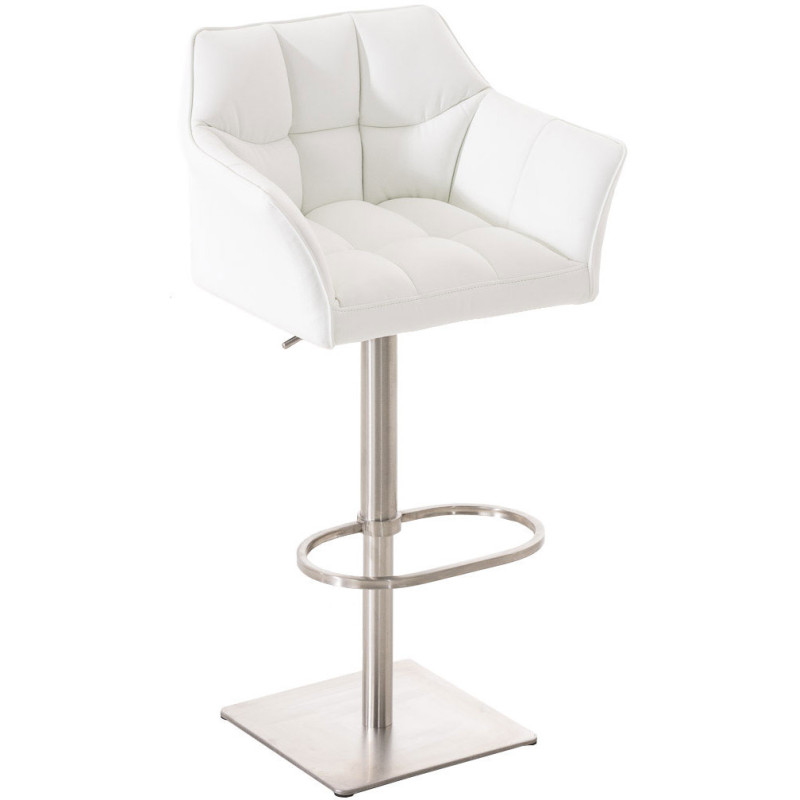 Tabouret de bar design en Polyuréthane Blanc Métal Argenté Brillant Daryo - 1