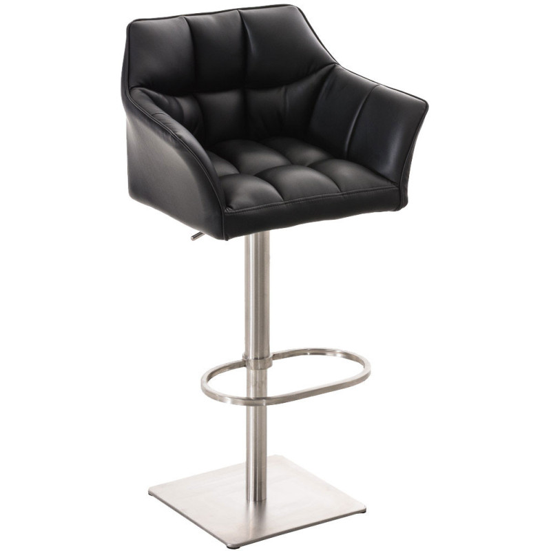 Tabouret de bar design en Polyuréthane Noir Métal Argenté Brillant Daryo - 1