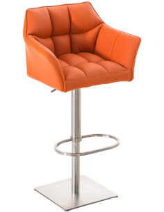 Tabouret de bar design en Polyuréthane Orange Métal Argenté Brillant Daryo - 1
