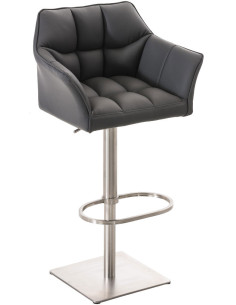 Tabouret de bar design en Polyuréthane Gris foncé Métal Argenté Brillant Daryo - 1