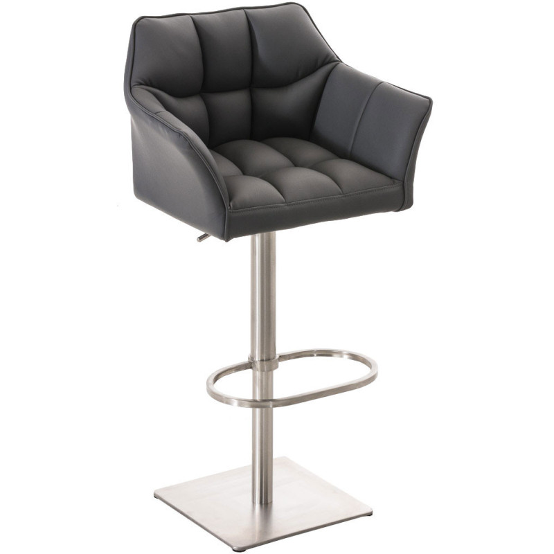 Tabouret de bar design en Polyuréthane Gris foncé Métal Argenté Brillant Daryo - 1