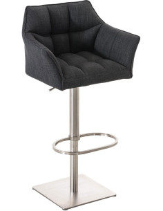 Tabouret de bar Hauteur réglable Marco en Polyester Gris foncé Acier inoxydable Argenté Brossé mat - 1