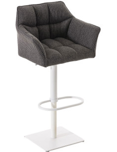 Tabouret de bar Hauteur réglable Marco en Polyester Gris chiné Métal Blanc Mat - 1