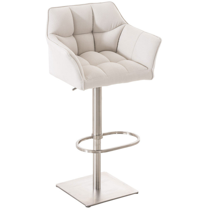 Tabouret de bar Hauteur réglable Marco en Polyester Blanc Acier inoxydable Argenté Brossé mat - 1