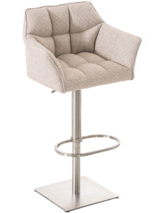 Tabouret de bar Hauteur réglable Marco en Polyester Beige chiné Acier inoxydable Argenté Brossé mat - 1