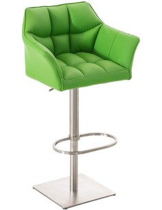 Tabouret de bar design en Polyuréthane Vert Métal Argenté Brillant Daryo  - 1