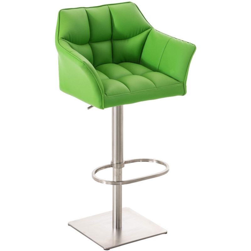 Tabouret de bar design en Polyuréthane Vert Métal Argenté Brillant Daryo  - 1