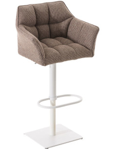 Tabouret de bar Hauteur réglable Marco en Polyester Chocolat chiné Métal Blanc Mat - 1