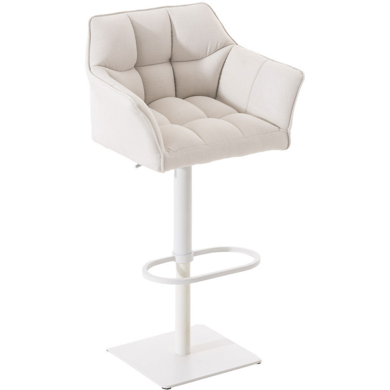 Tabouret de bar Hauteur réglable Marco en Polyester Blanc Métal Blanc Mat - 1